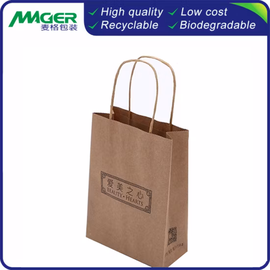 Customized Hot Selling Eco-Friendly Brown Kraft Shopping Gift Packaging Paper Bag with Handle