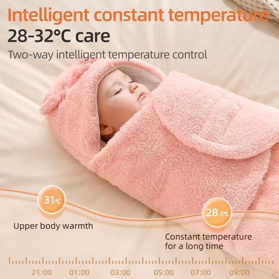 Plush Teddy Bear White Blanket Baby Swaddle Bedding Hooded Wrap Sleeping Bag for Newborn Baby